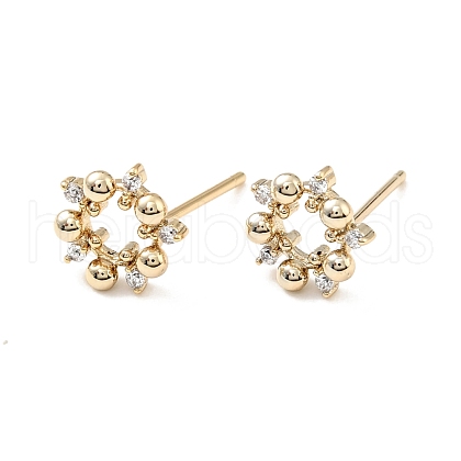 Clear Cubic Zirconia Ring Hoop Earrings EJEW-C028-10G-1