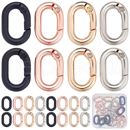 SUNNYCLUE 24Pcs 4 Colors Alloy Spring Gate Rings FIND-SC0007-20-1