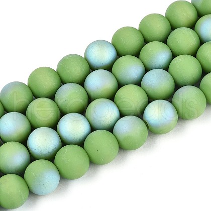 Frosted Opaque Glass Beads Strands GLAA-T032-P10mm-MBB06-1