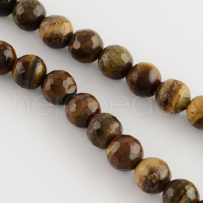 Natural Tiger Eye Round Bead Strands G-R203-4mm-1