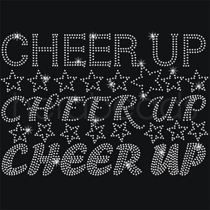 Inspiring Word Cheer Up Glass Hotfix Rhinestone DIY-WH0303-035-1
