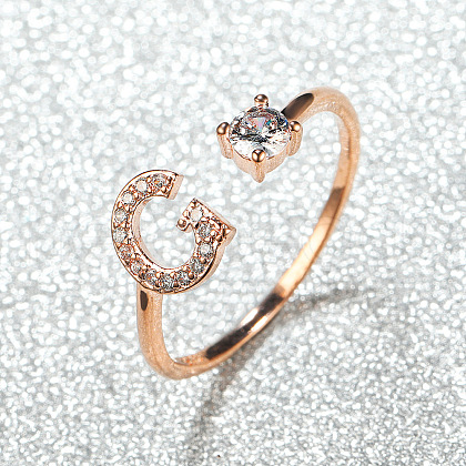 Brass Micro Pave Cubic Zirconia Cuff Rings for Women FS-WGA4C54-07-1