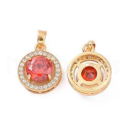 Brass Micro Pave Clear Cubic Zirconia Pendants KK-E068-VC442-1
