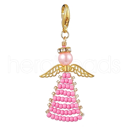 Angel Glass Seed Beads Pendants Decrotions HJEW-MZ00113-01-1