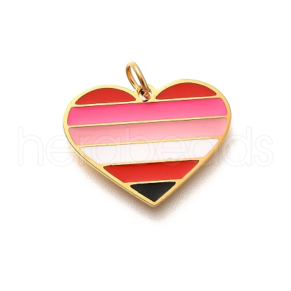Pride 304 Stainless Steel Enamel Pendants STAS-B079-01G-16-1