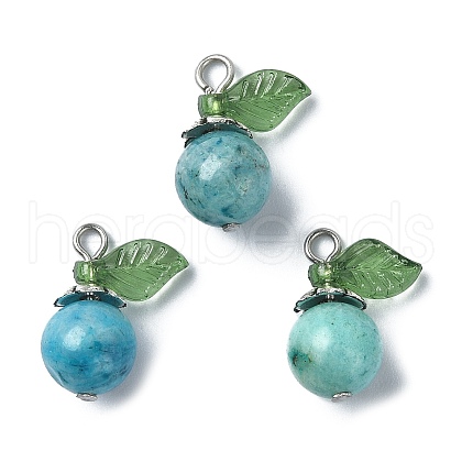 Natural Hemimorphite Dyed Fruit Pendants PALLOY-TA00077-02-1