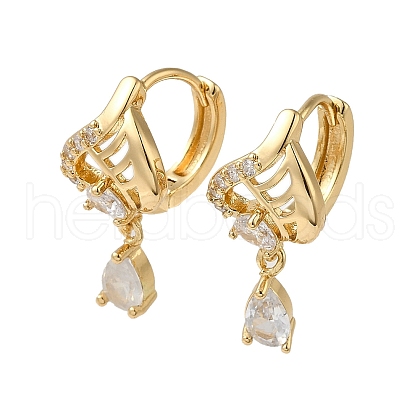 Brass Micro Pave Cubic Zirconia Dangle Hoop Earrings EJEW-L271-23KCG-01-1