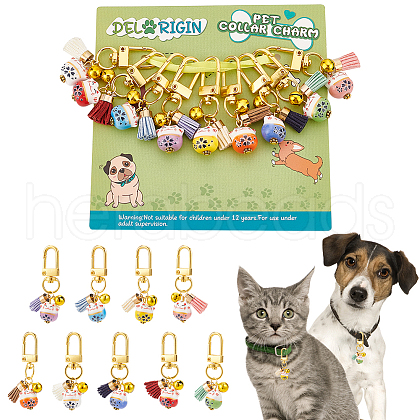 9Pcs Cute Lucky Cat Brass Bell Pendant Decorations KEYC-PH01488-1