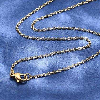 Ion Plating(IP) 304 Stainless Steel Cable Necklaces MAK-N016-12G-1