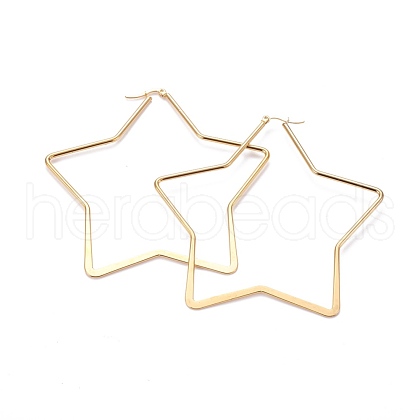 201 Stainless Steel Angular Hoop Earrings EJEW-A053-01D-G-1