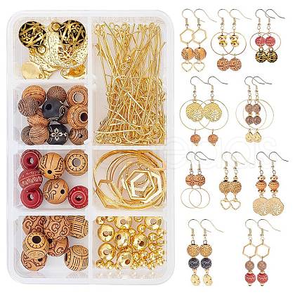SUNNYCLUE Wood Beads Dangle Earrings DIY Making Kit DIY-SC0017-64-1