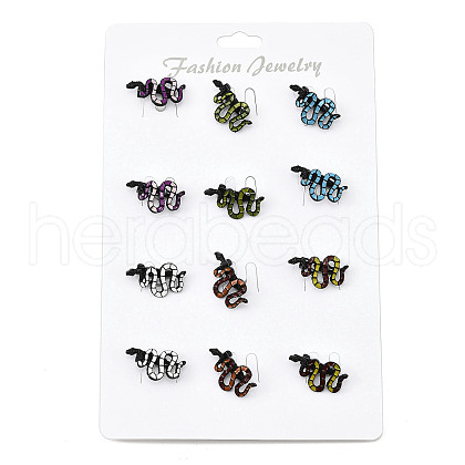 12Pcs 6 Colors Snake Enamel Pins JEWB-A033-18EB-1