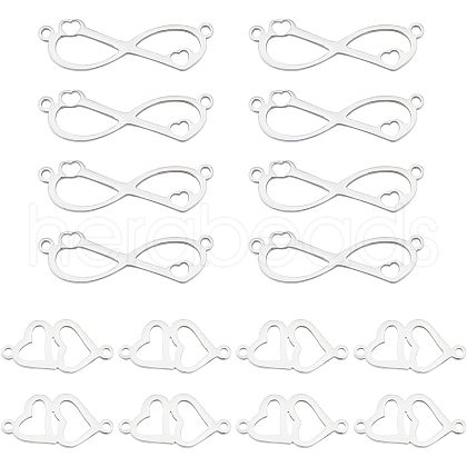 HOBBIESAY 20Pcs 2 Styles 201 Stainless Steel Connector Charms FIND-HY0001-18-1