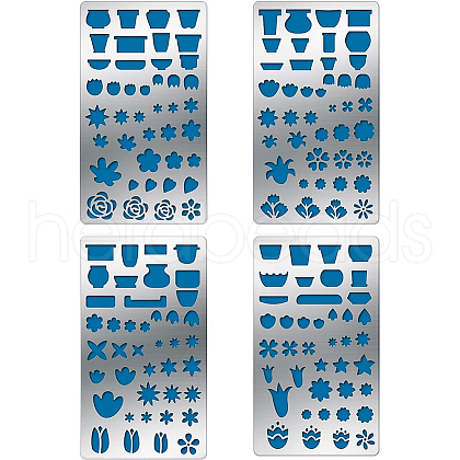 BENECREAT 4Pcs 4 Style 304 Stainless Steel Cutting Dies Stencils DIY-BC0003-55-1