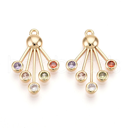 Brass Micro Pave Cubic Zirconia Pendants KK-N262-107A-G-1
