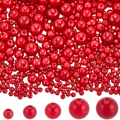 SOFPLATE 1830Pcs 5 Styles ABS Plastic Imitation Pearl Beads OACR-SP0001-01B-1