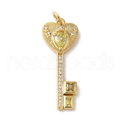 Rack Plating Brass Micro Pave Cubic Zirconia Pendants KK-U022-16A-02-1