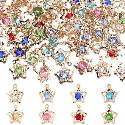 SUNNYCLUE 80Pcs 8 Colors Rhinestone Pendants IFIN-SC0001-68-1