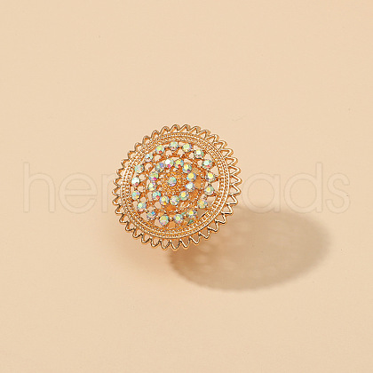 Vintage Ethnic Style Hollowed-out Flower Zinc Alloy Rhinestone Rings PS7884-2-1