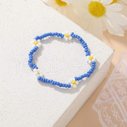 Bohemian Style Daisy Glass Seed Beaded Stretch Bracelets for Women WG677E4-01-1