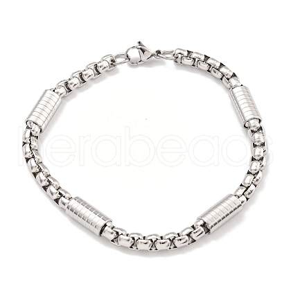 Tarnish Resistant 304 Stainless Steel Box Chain Bracelets for Women BJEW-R318-03C-P-1