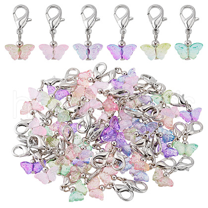 60Pcs 6 Colors Glass Pendant HJEW-PH01915-1