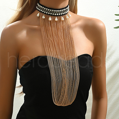 Luxurious Middle Eastern Style Iron Multi-layer Tassel Pendant Bib Necklaces for Women OM8390-1