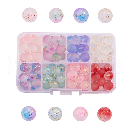96Pcs 8 Colors Transparent Spray Painted Frosted Glass Beads GLAA-CJ0001-40-1