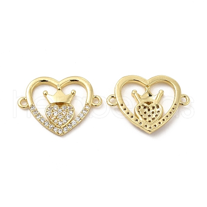 Brass Micro Pave Clear Cubic Zirconia Connector Charms KK-E068-VB350-1
