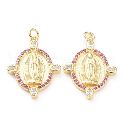Brass Micro Pave Cubic Zirconia Pendants X-ZIRC-P200-09A-G-1