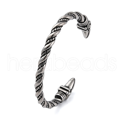 Viking 304 Stainless Steel Twisted Eagle Open Cuff Bangles for Men BJEW-U001-02P-1