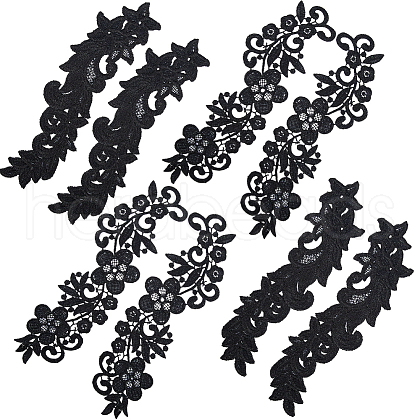 Gorgecraft 4 Pairs 2 Style Polyester & Nylon Embroidery Flower Lace Appliques DIY-GF0009-10-1