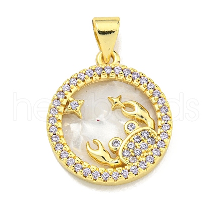 Brass Micro Pave Clear Cubic Zirconia Pendants KK-K354-04G-06-1