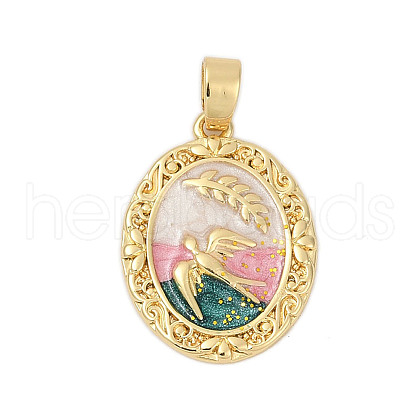 Brass Enamel Pendants KK-U068-04G-02-1