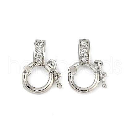 Brass Micro Pave Clear Cubic Zirconia Twister Clasps KK-H202-18P-1