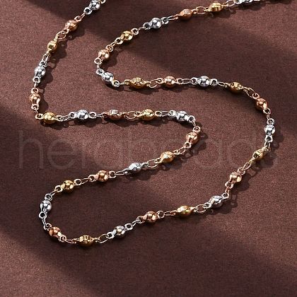 3-Color 304 Stainless Steel Ball Link Chain Necklaces NJEW-Q013-06-1