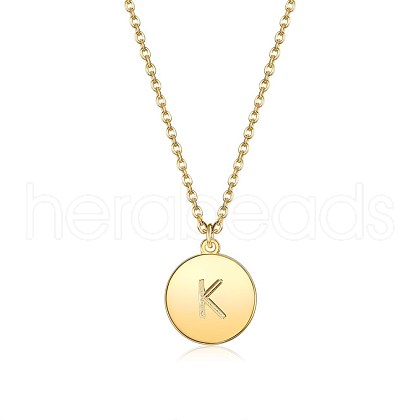 Brass Initial Pendant Necklace NJEW-BB35341-K-1