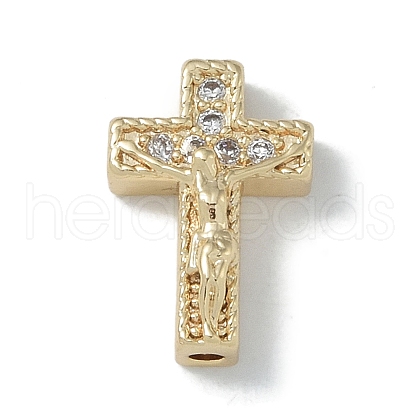 Rack Plating Brass Micro Pave Clear Cubic Zirconia Beads KK-A220-23A-G-1