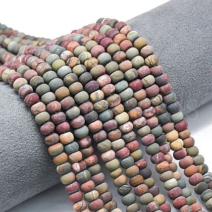 Natural Red Picasso Jasper/Polychrome Jasper Beads Strands G-P575-A16-6x4mm-1