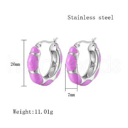 304 Stainless Steel Enamel Hoop Earrings for Women AU7915-2-1