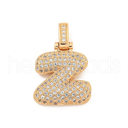 Brass Micro Pave Clear Cubic Zirconia Pendants KK-B099-01G-Z-1