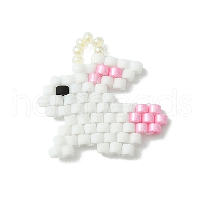 Seed Beads Beaded Charms Pendants PALLOY-MZ00429-1