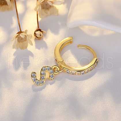 Brass Micro Pave Clear Cubic Zirconia Hoop Earrings WGE85EC-19-1