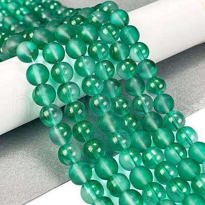 Frosted Transparent Glass Bead Strands X1-GLAA-P065-8mm-14-1