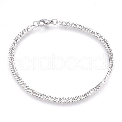 Tarnish Resistant 304 Stainless Steel Curb Chain Bracelets BJEW-P235-12P-1