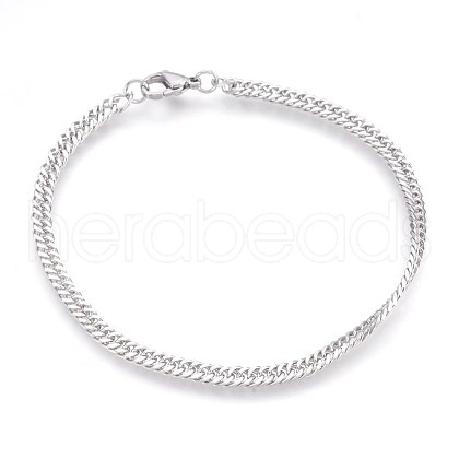 304 Stainless Steel Curb Chain Bracelets BJEW-P235-12P-1