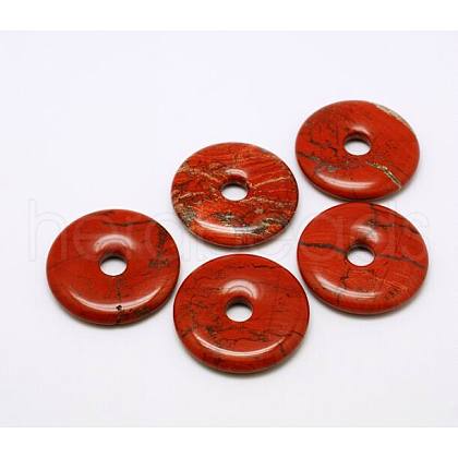 Donut/Pi Disc Natural Gemstone Pendants G-L234-30mm-04-1