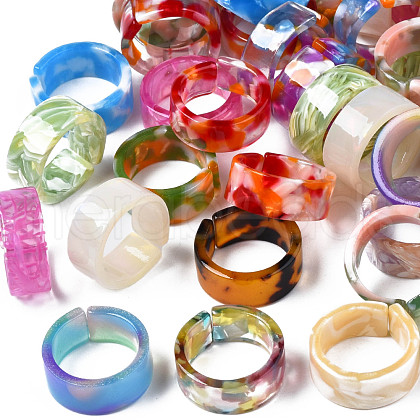 Resin Wide Band Cuff Ring RJEW-T022-013-1