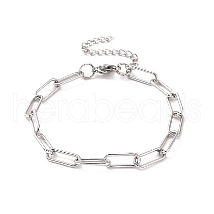 304 Stainless Steel Paperclip Chain Bracelet for Men Women BJEW-E031-03P-03-1