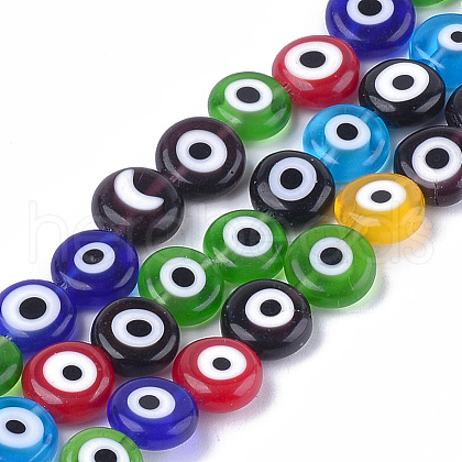 Handmade Evil Eye Lampwork Beads Strands LAMP-S191-02C-13-1